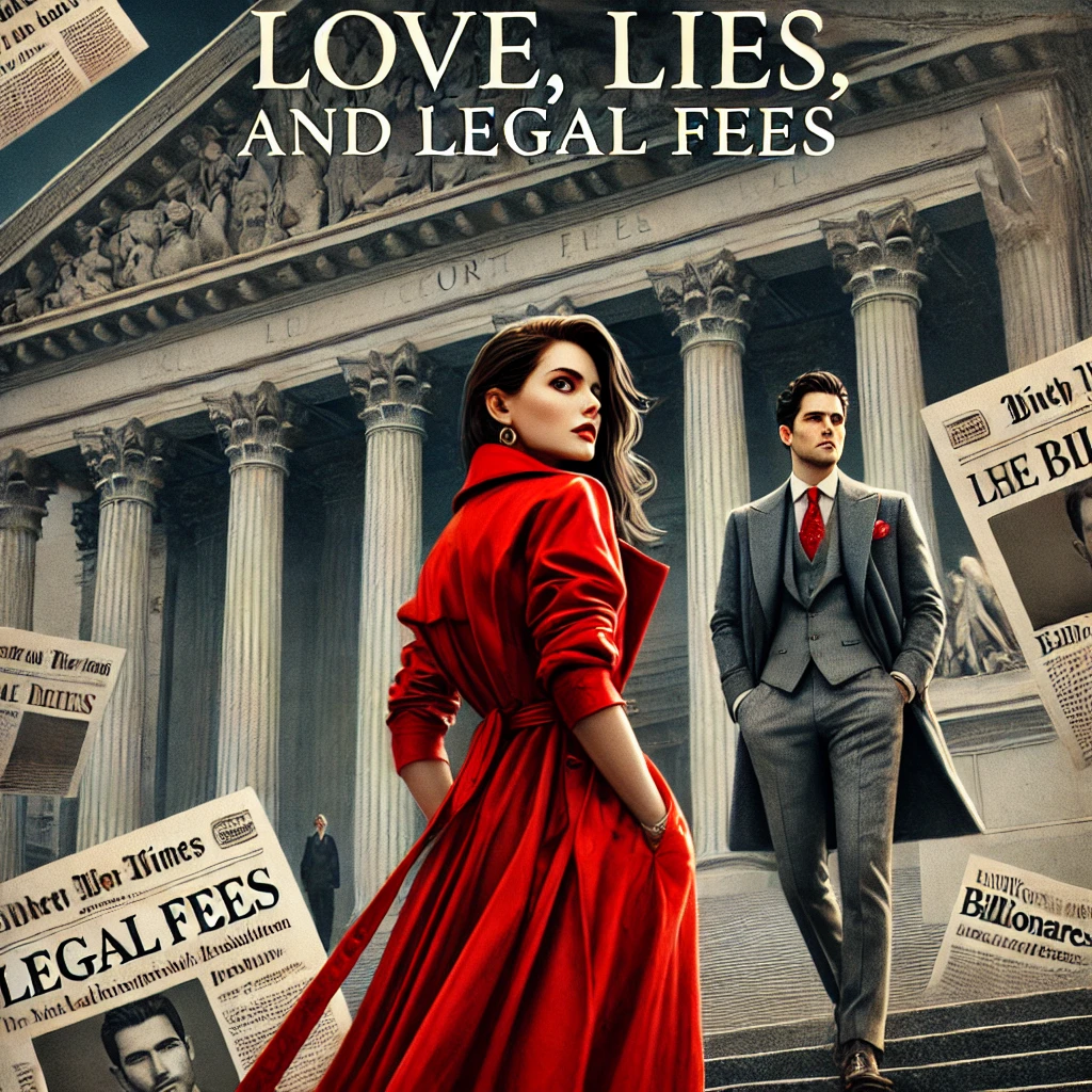 Free MAGA Romance Novel - A captivating book cover for 'Love, Lies, and Legal Fees'. The cover features a woman in a striking red trench coat, standing on the steps of a grand Free MAGA Romance Novel - A captivating book cover for 'Love, Lies, and Legal Fees'. The cover features a woman in a striking red trench coat, standing on the steps of a grand